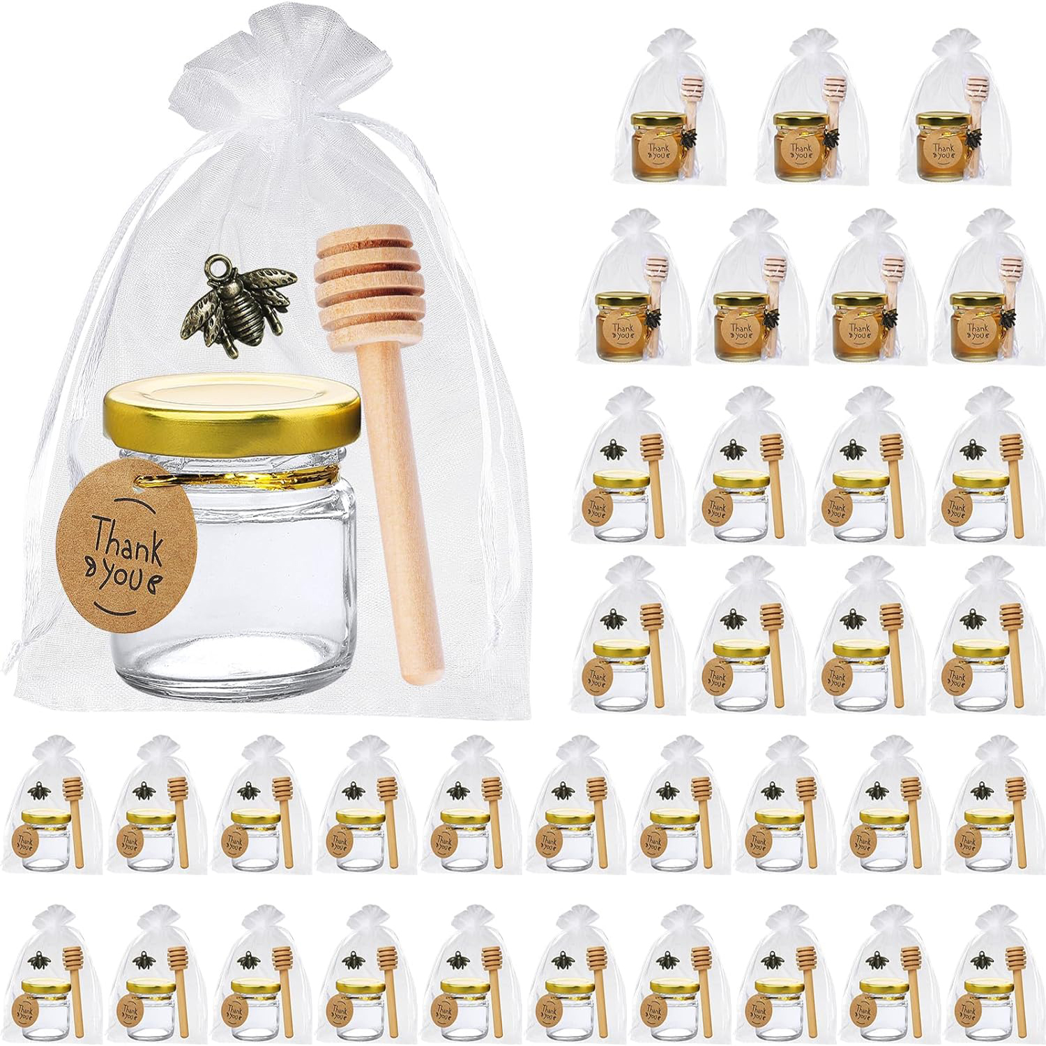 Baby Food Jar - Mini Glass Honey Jars with Wood
