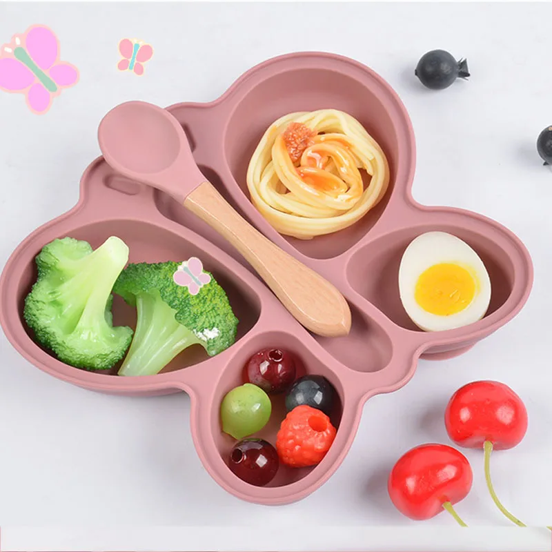 Baby Food Menu - 2pcs Baby Butterfly Silicone Dining Plate