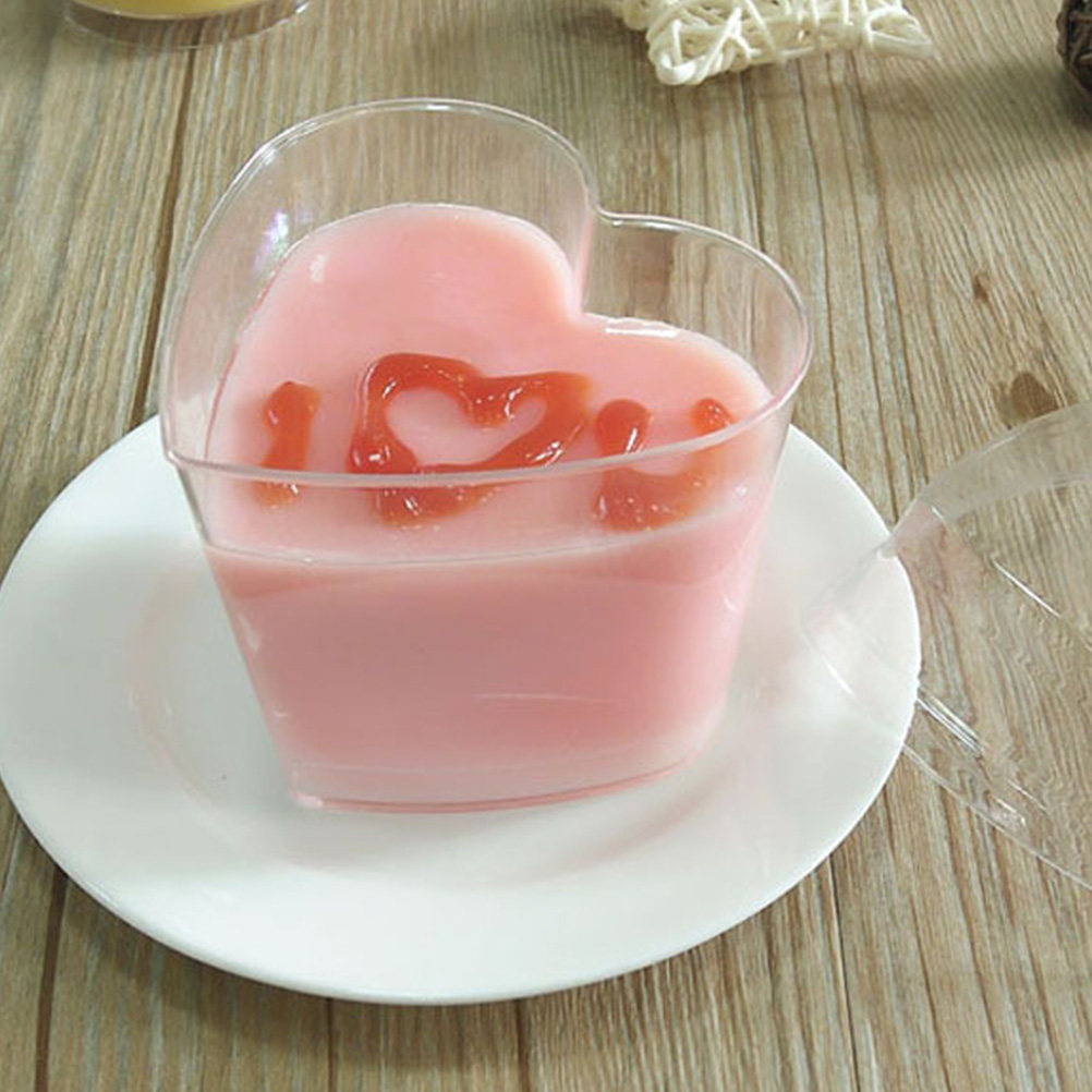 Baby Food Dessert - 10Sets Heart Shape Dessert Cups Transparent