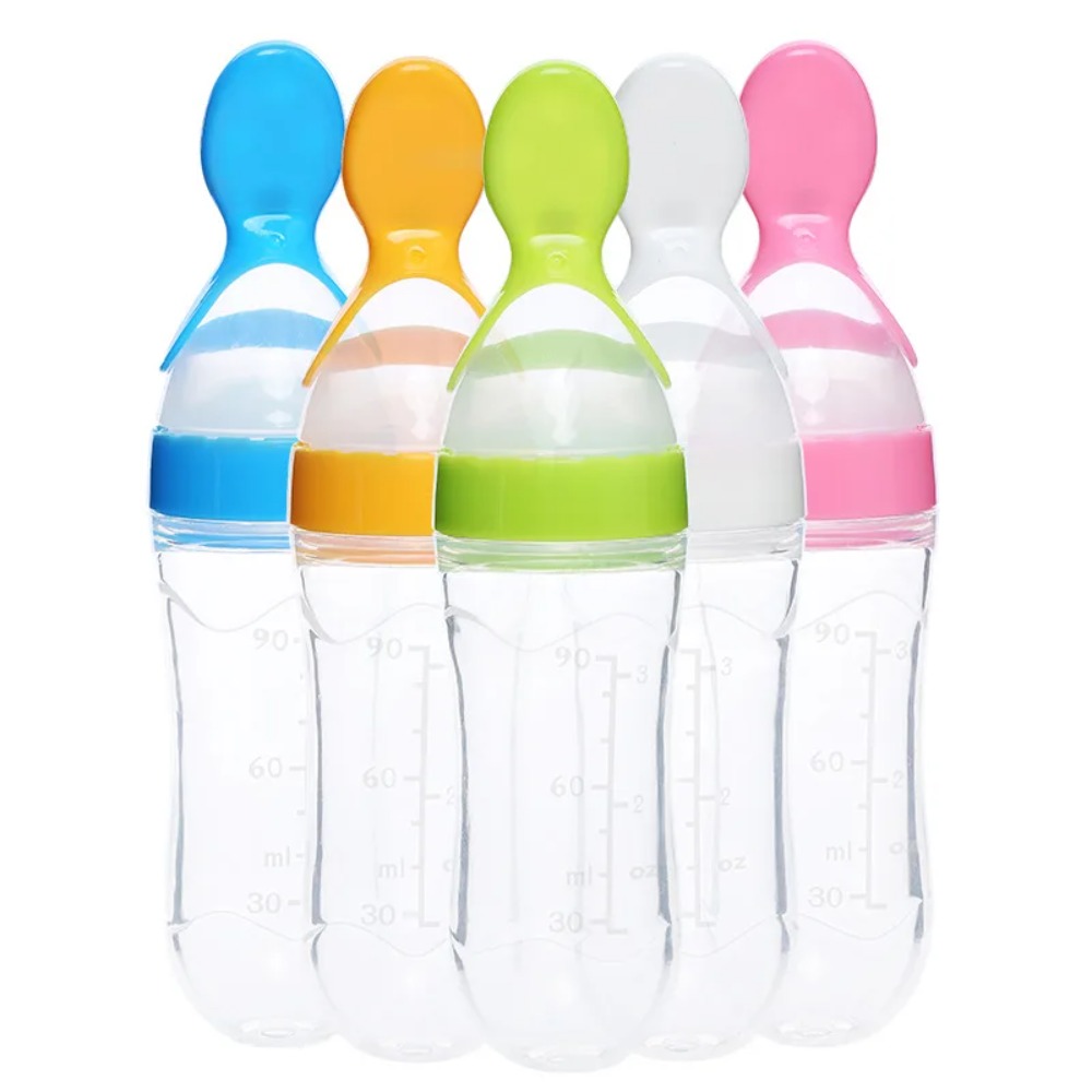 Baby Food Jar - 90ML Baby Feeding Bottle Spoon Milk