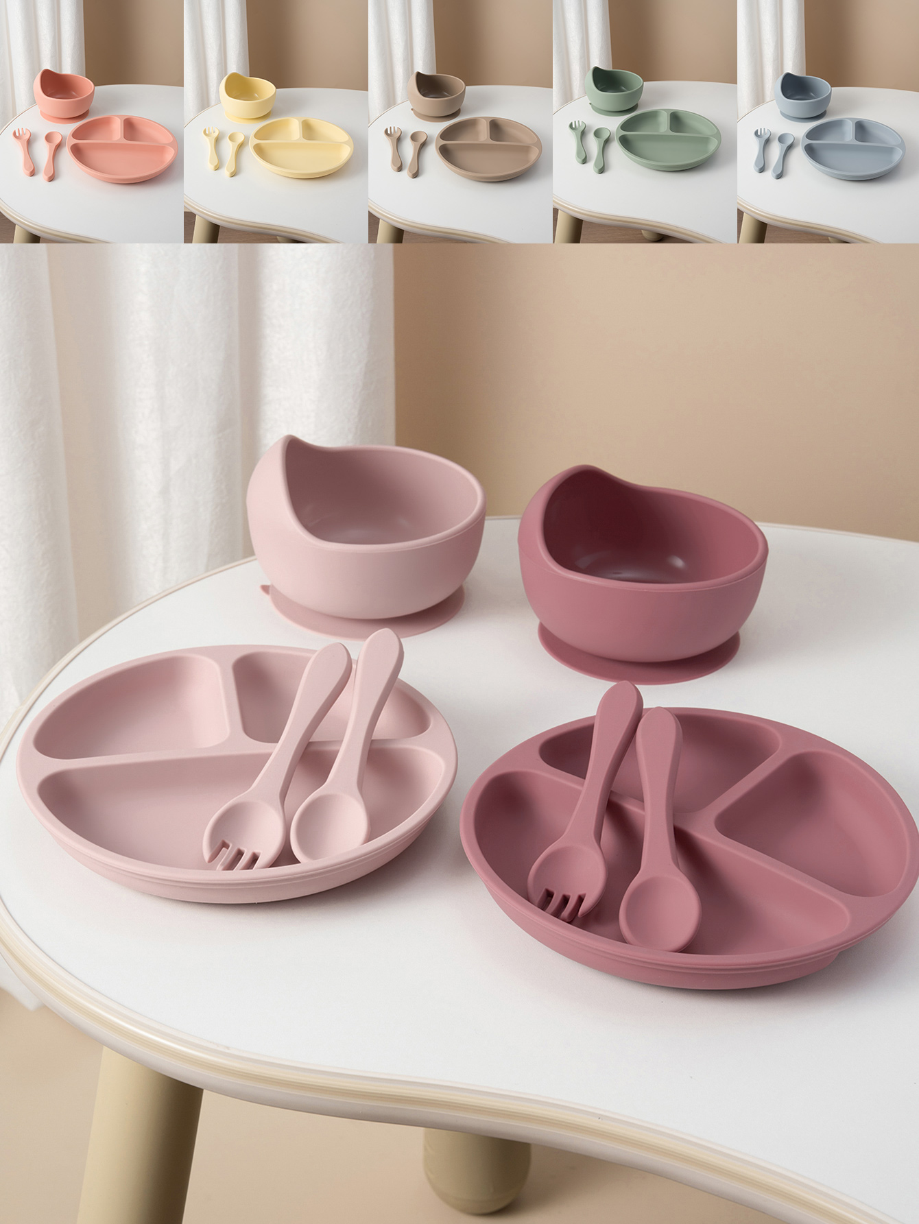 Baby Food Menu - 4PCS Baby Silicone Feeding Set Suction