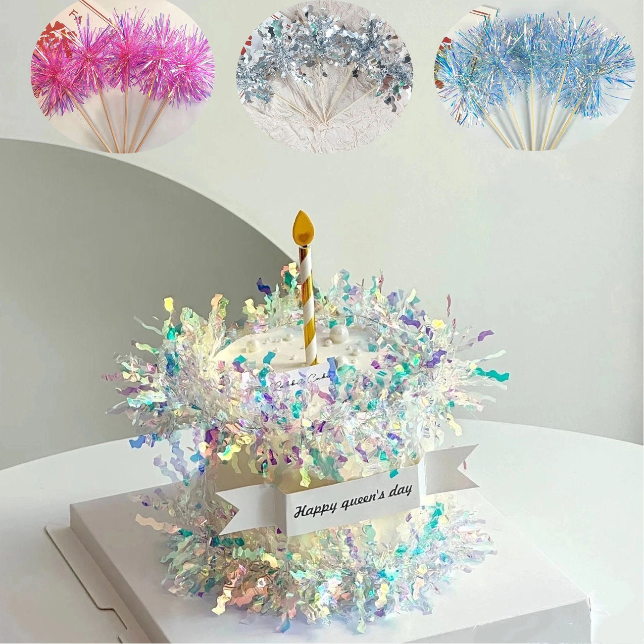 Baby Food Dessert - 5/20Pcs Birthday Glitter Cake Topper Colorful