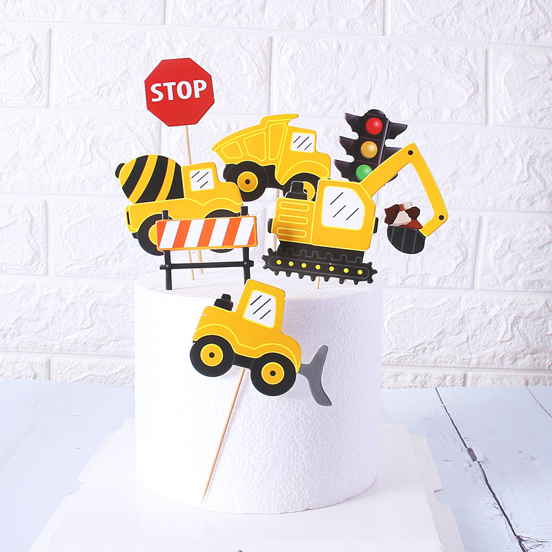 Baby Food Dessert - Cake Topper Plane Excavator Bulldozer Truck