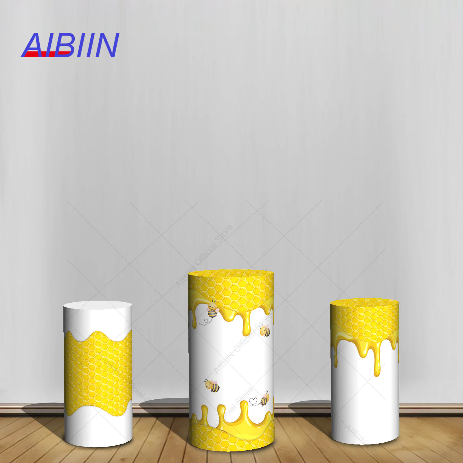 Baby Food Dessert - Bee Theme Cylinder Backdrop Cover Honey