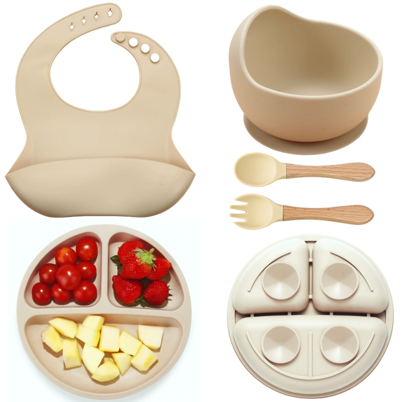 Baby Food Menu - 5Pcs Silicone Baby Feeding Set Safe