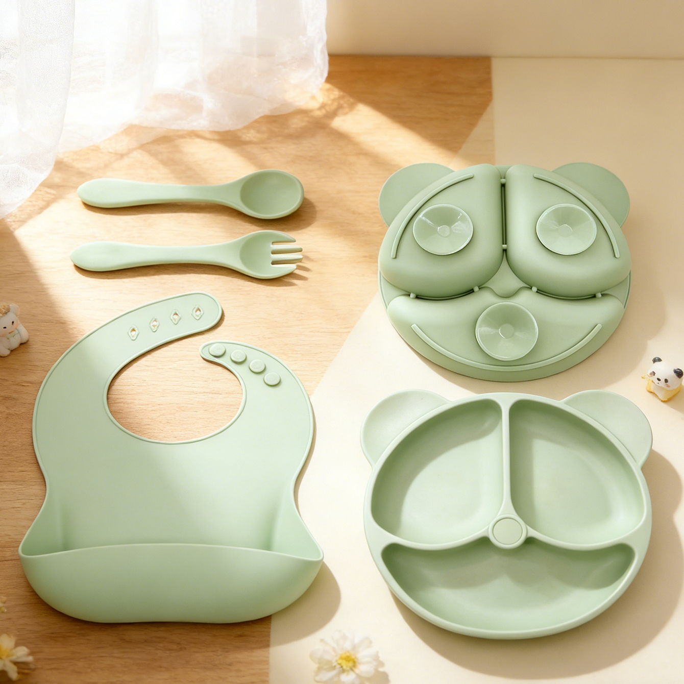 Baby Food Menu - 4PCS Baby Feeding Set with Bib
