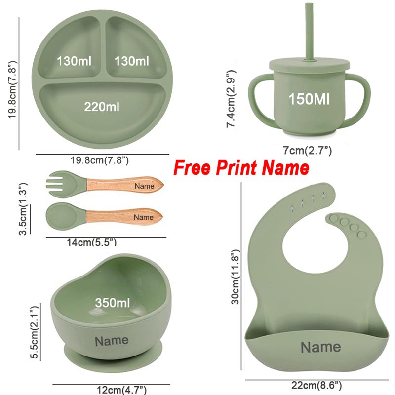 6Pcs Silicone Tableware For Ki - Baby Food Menu recensie en prijs